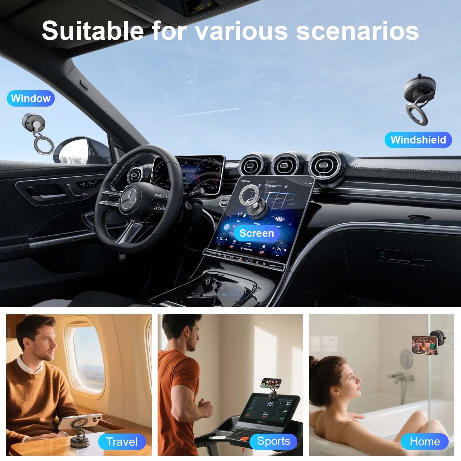 Magnetic Vacuum Phone Car Holder |MS11