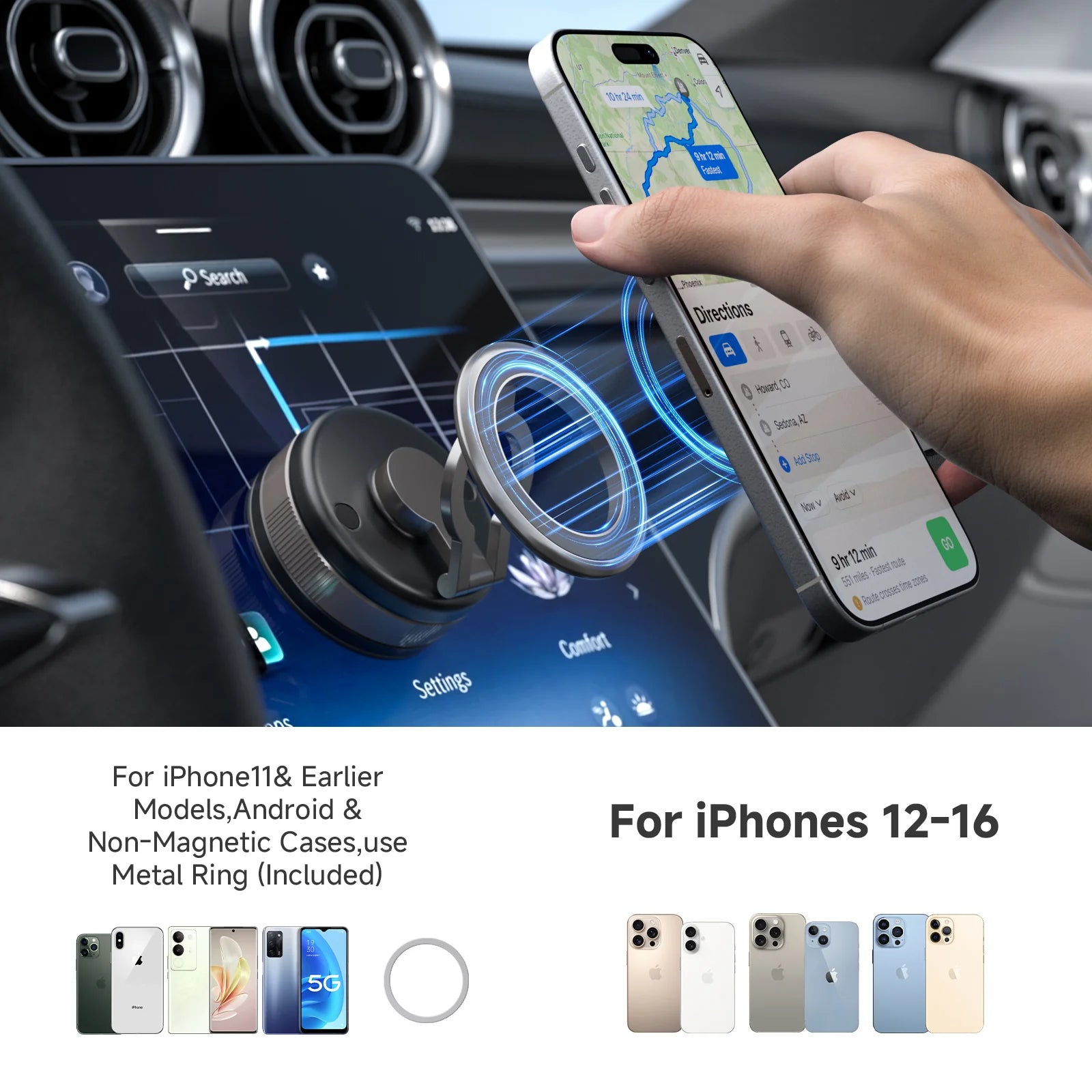 Magnetic Vacuum Phone Car Holder |MS11